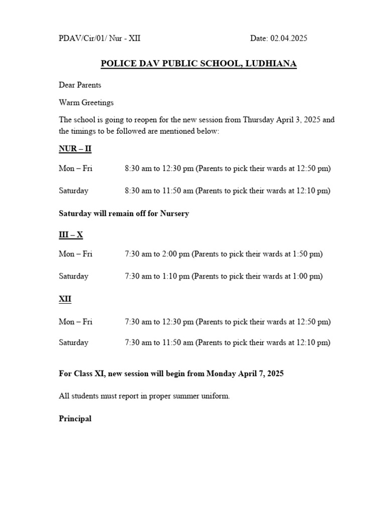 Important Circular - School Reopening New Session | PDF