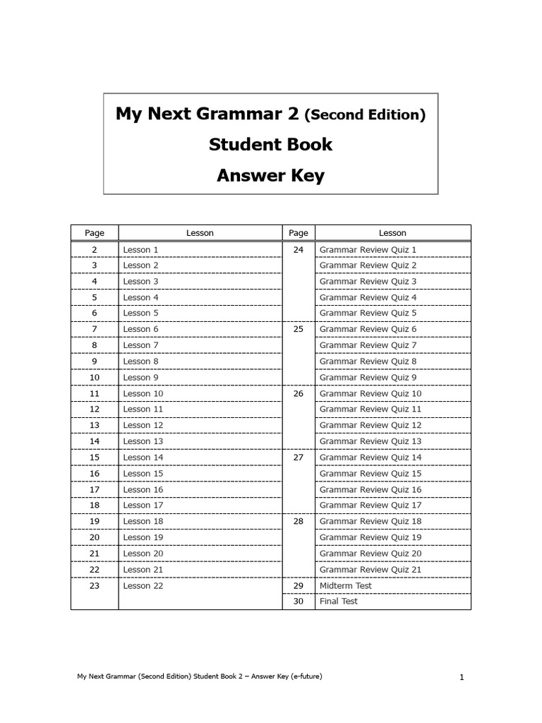 My Next Grammar 2 Answer Key Guide | PDF | Adverb | Linguistics