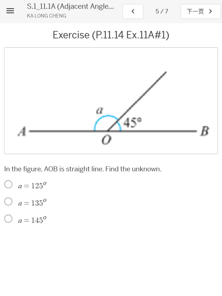 S.1 - 11.1A (Adjacent Angles On A Straight Line) | PDF