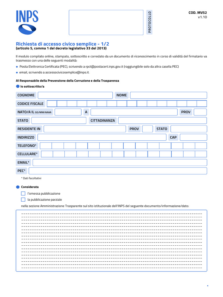 MV52 RichiestaAccessoCivico | PDF