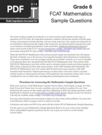 FCAT Mathematics Sample Questions: Grade 6