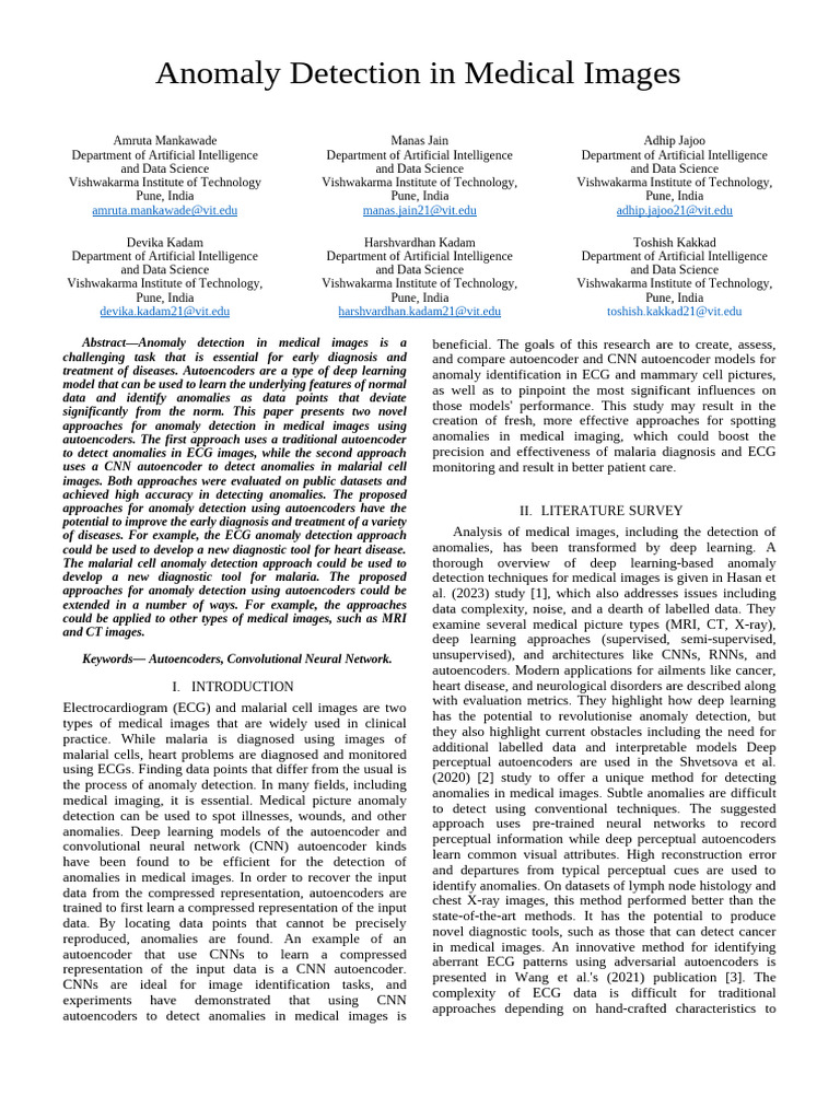 Anomaly Detection in Medical Imaging | PDF | Deep Learning ...