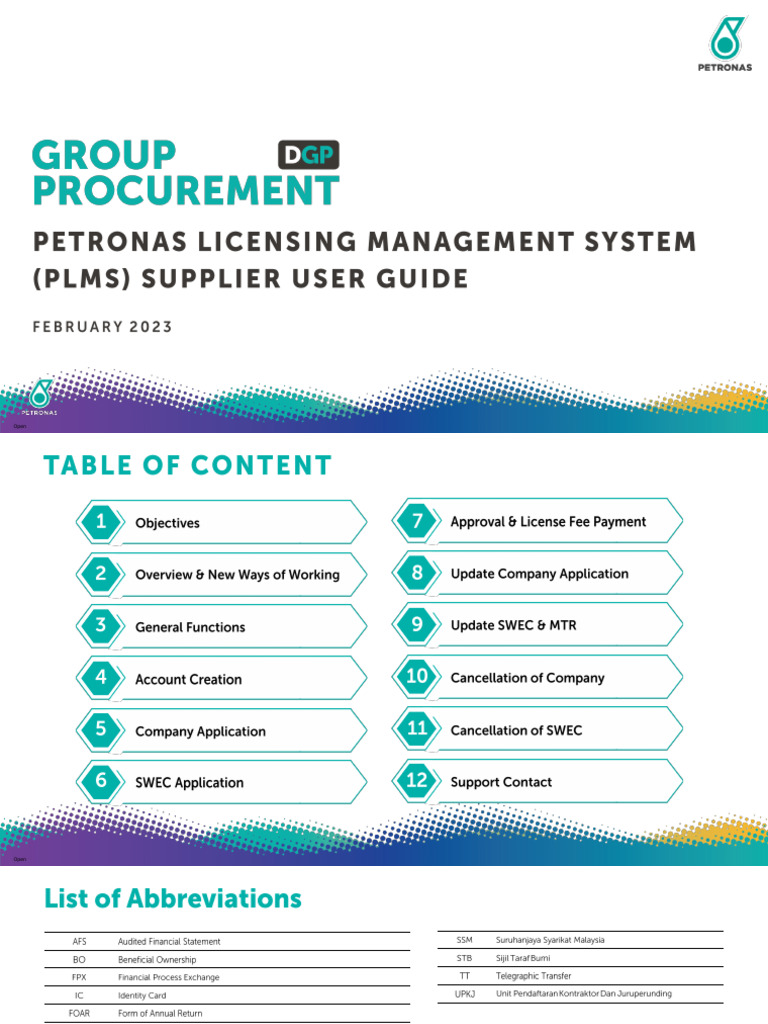 PETRONAS PLMS Supplier Application Guide | PDF