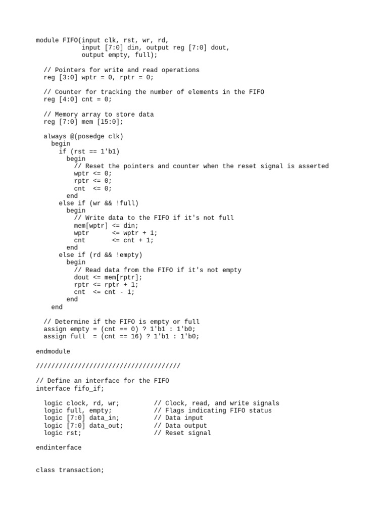 FIFO Module with Transaction Handling | PDF | Computing | Computer ...