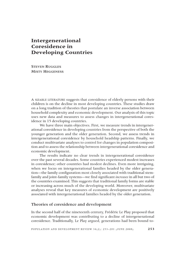 Ruggles 2008 Intergenerational Coresidence Developing Countries ...