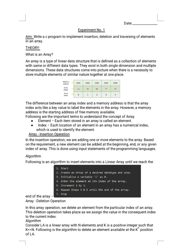 C Program for Array Operations and Sorting | PDF | Computer Data ...
