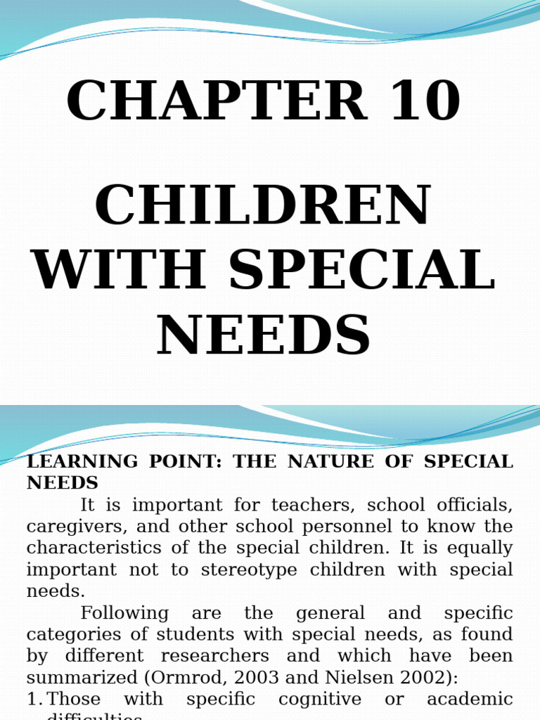 Understanding Children with Special Needs | PDF | Mental Disorder ...