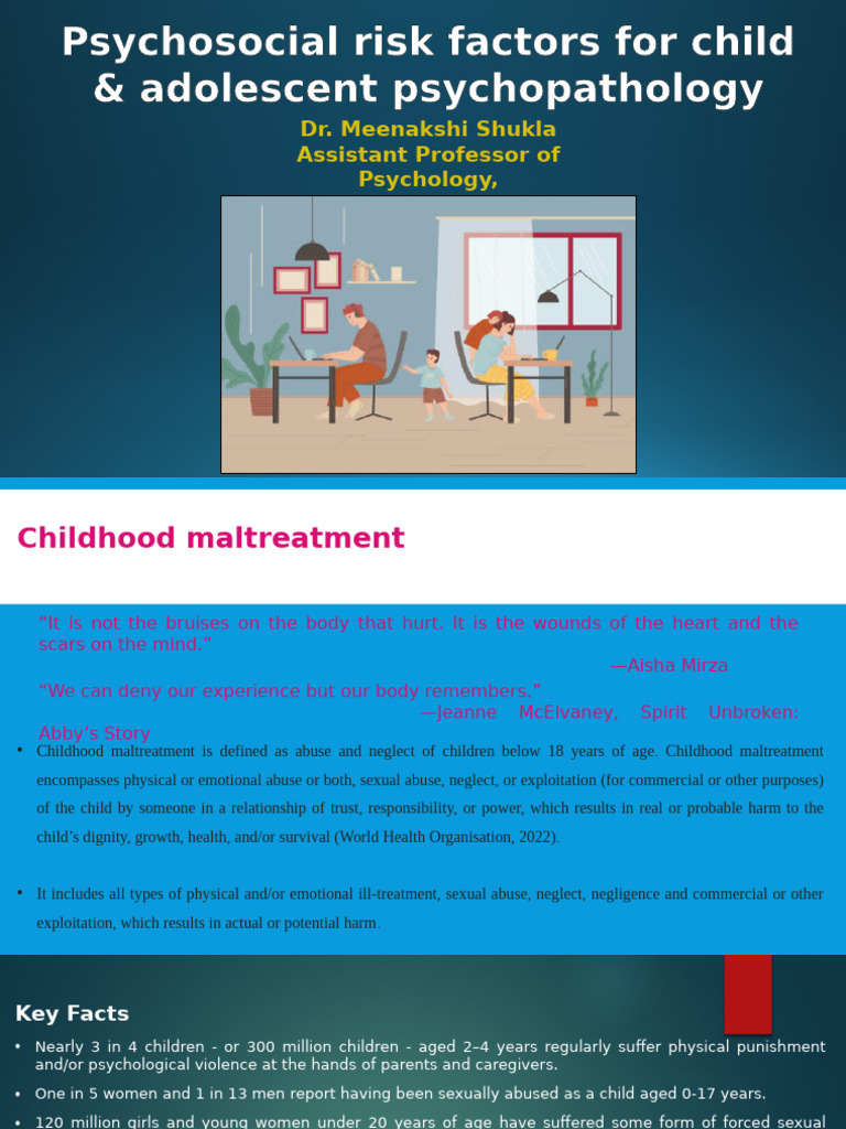 Psychosocial Risk Factors For Child and Adolescent Psychopathology ...
