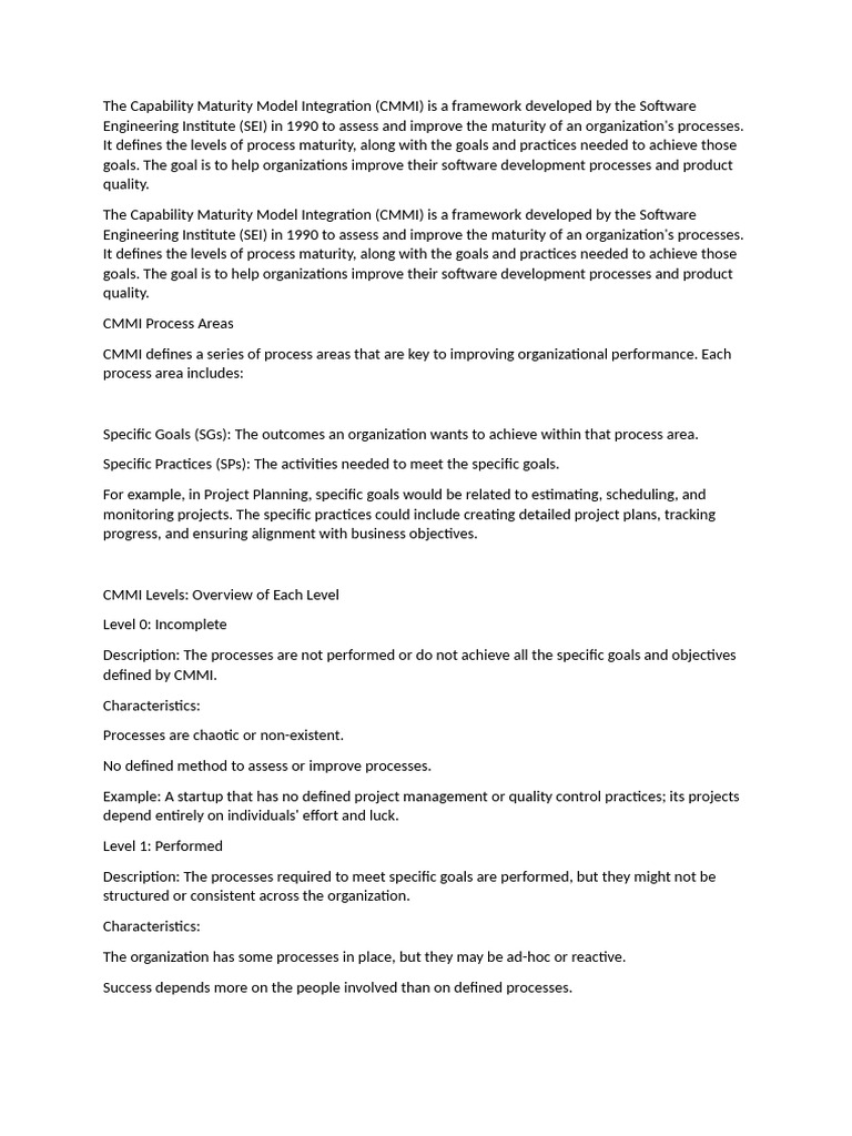 Understanding CMMI Levels in Software Engineering | PDF | Business ...