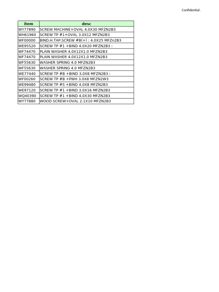 Screw Machine and Fastener Inventory | PDF