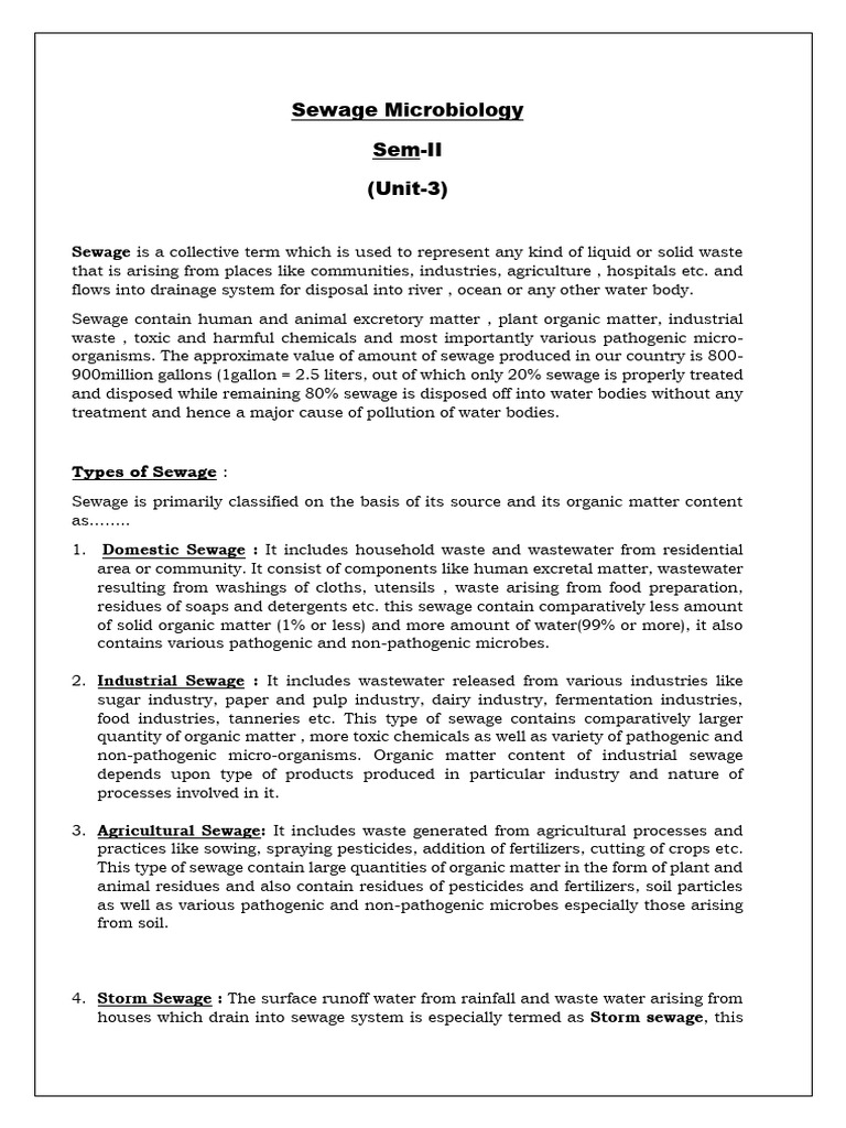 Sewage Microbiology | PDF | Sewage Treatment | Anaerobic Digestion