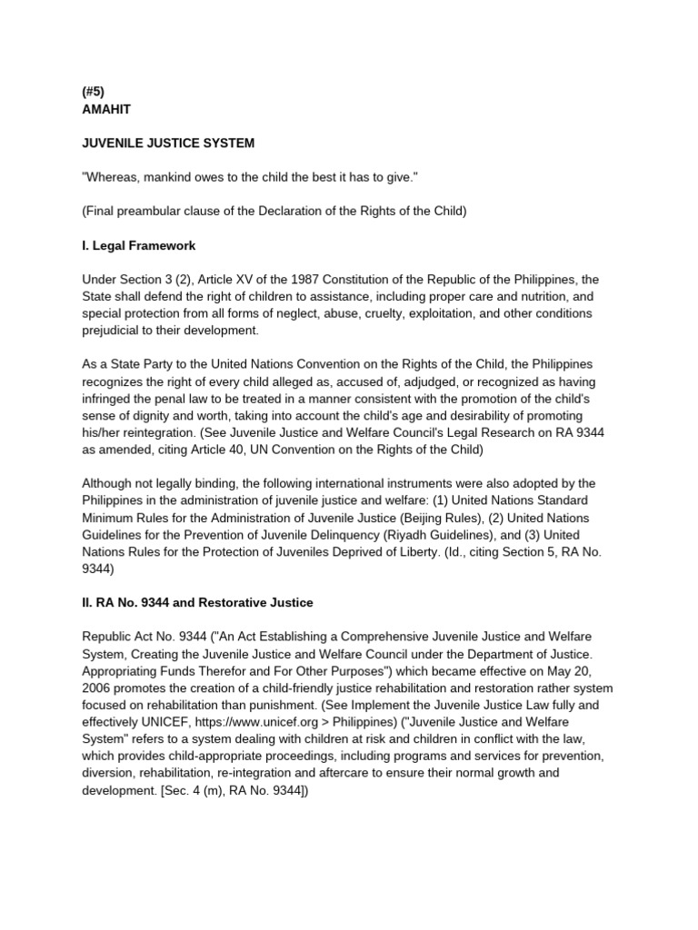 Comprehensive Juvenile Justice Framework | PDF | Juvenile Delinquency ...