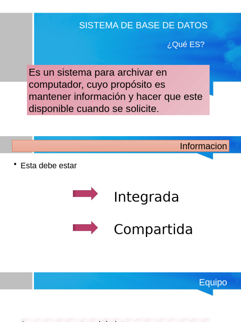 SISTEMA DE BASE DE DATOS Unidad I | PDF