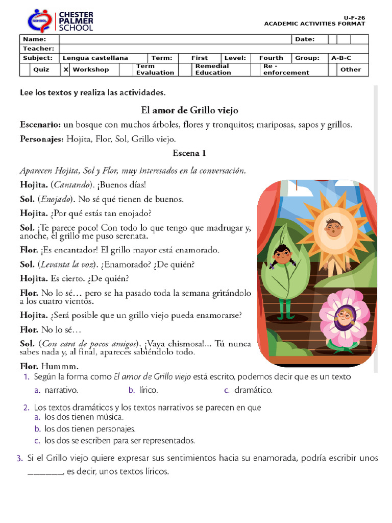 Taller de Repaso N°3 Lengua Castellana 3° | PDF