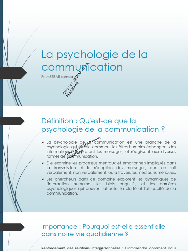 Psychologie de la Communication | PDF | la communication | Psychologie