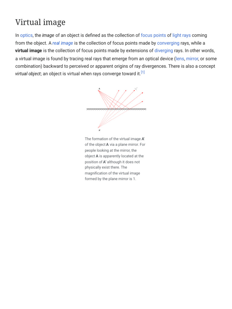 Virtual Image - Wikipedia | PDF | Mirror | Light