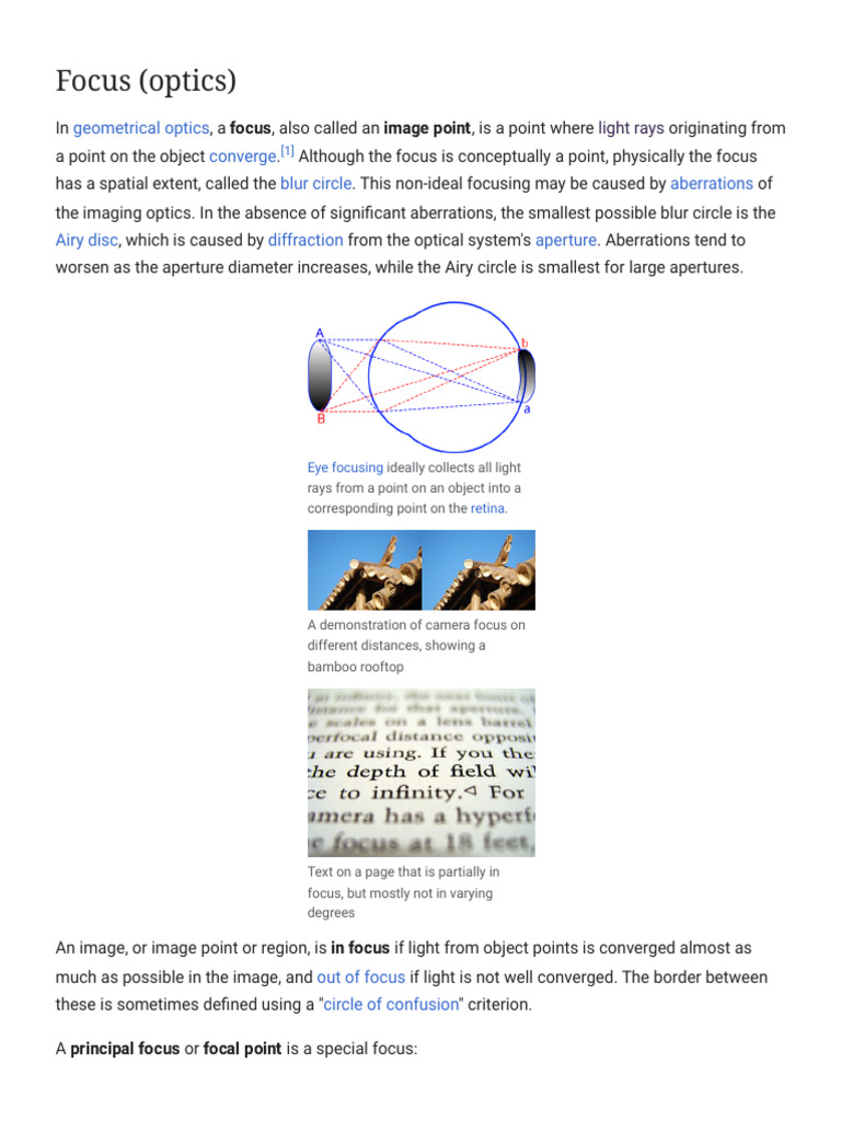 Understanding Optical Focus Concepts | PDF | Optics | Light