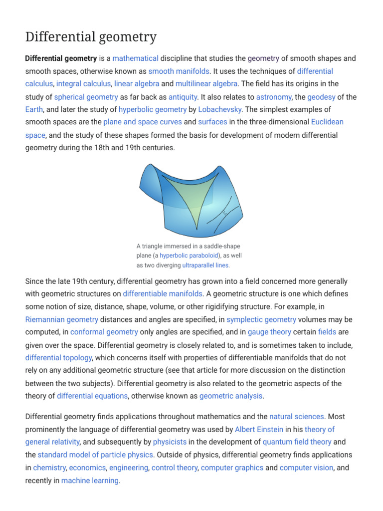 Overview of Differential Geometry | PDF | Differential Geometry | Manifold
