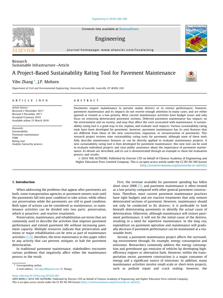 Sustainable Rating Tool for Pavement Maintenance | PDF | Sustainability ...