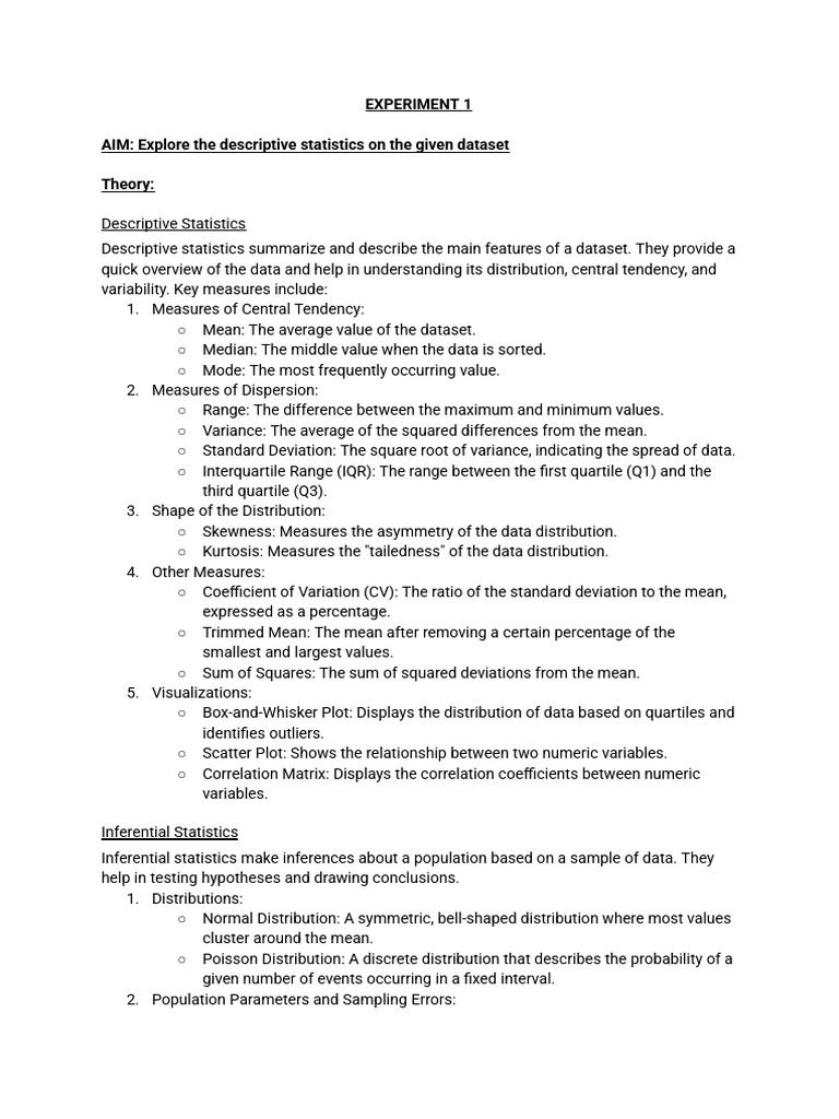 Descriptive and Inferential Statistics Guide | PDF | Receiver Operating ...