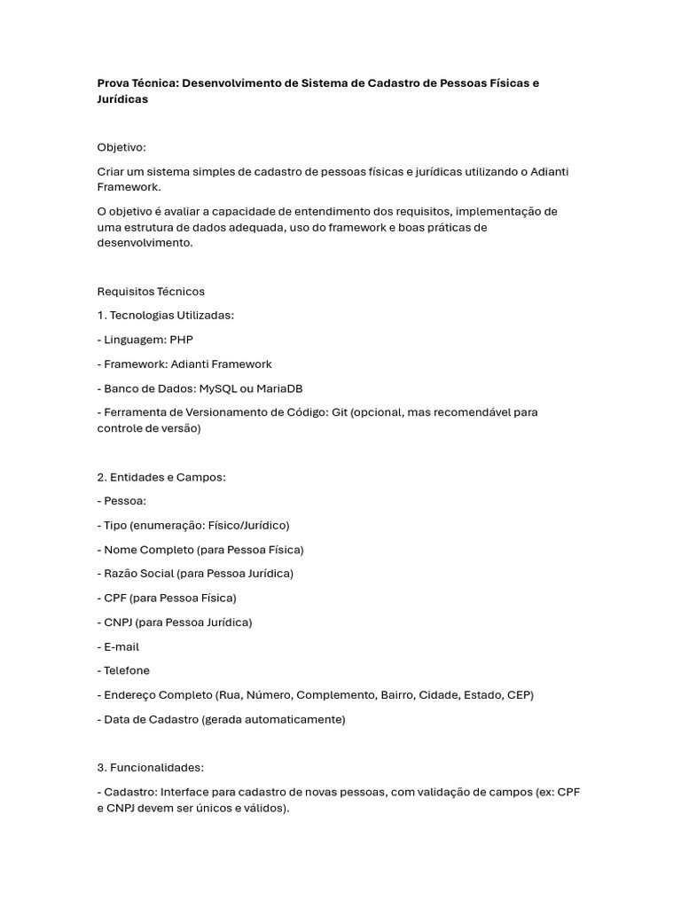 Sistema de Cadastro com Adianti Framework | PDF