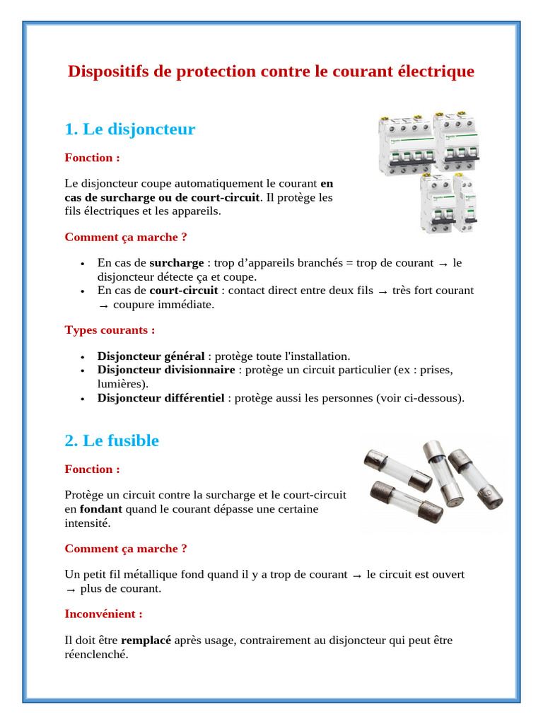 Dispositifs de protection électrique | PDF | Composant | Installation ...
