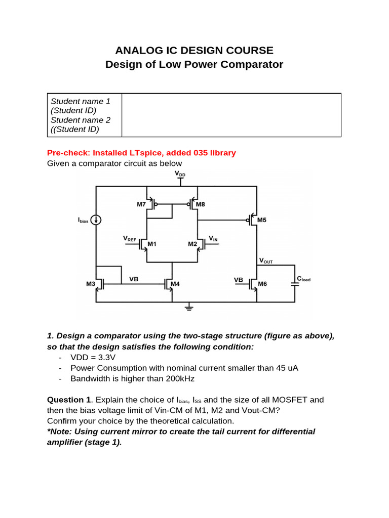 Design of Comparator | PDF