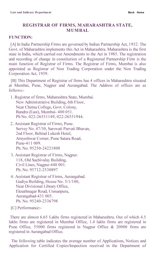 Registrar of Firms, Maharashtra State, Mumbai | PDF