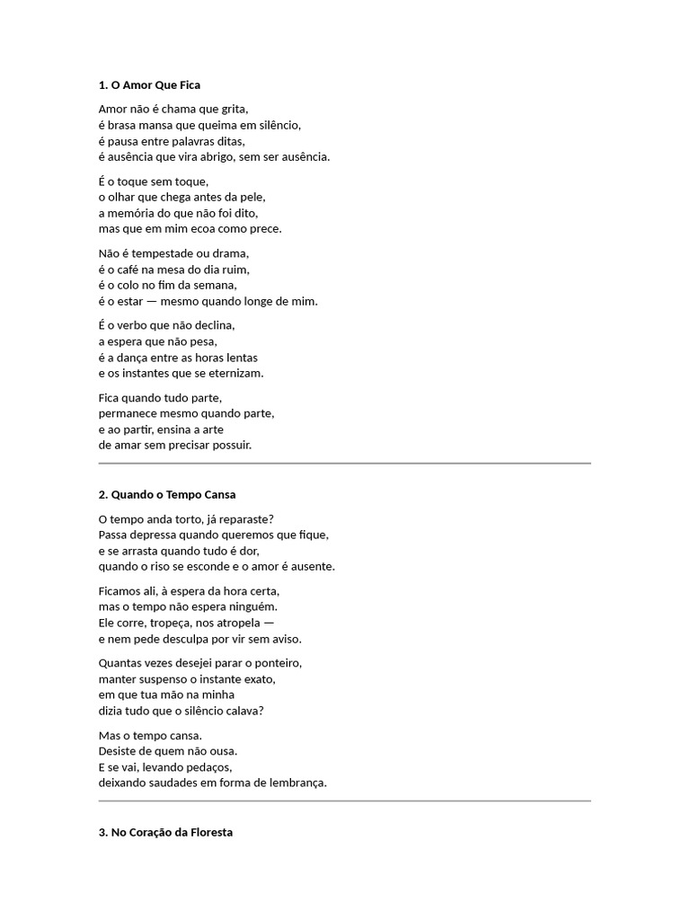 Poemas Sobre Amor e Tempo | PDF | Amor