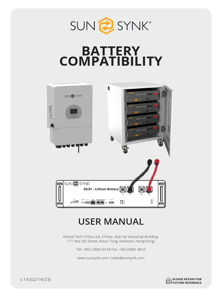 Sunsynk BatteryCompatibility v14 English | PDF