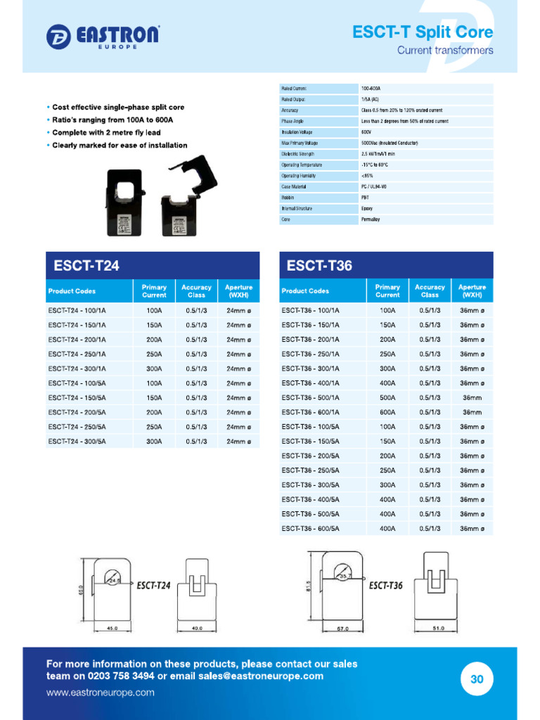 ESCT-T Split Core Series | PDF