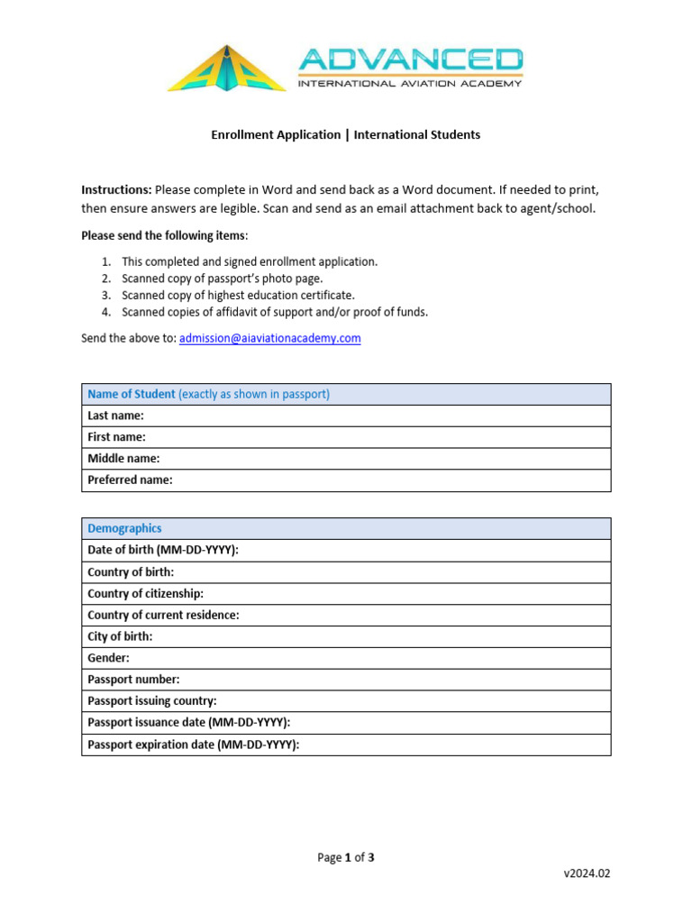 AIAA - Enrollment Form With Pre-Requisites Abhinav Reddy | PDF | Mail ...