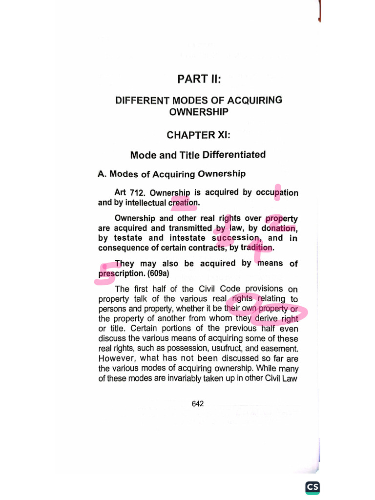 Modes of Acquiring Ownership | PDF