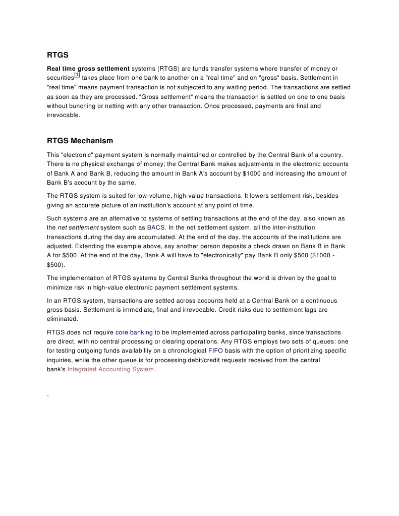 RTGS Wiki | PDF