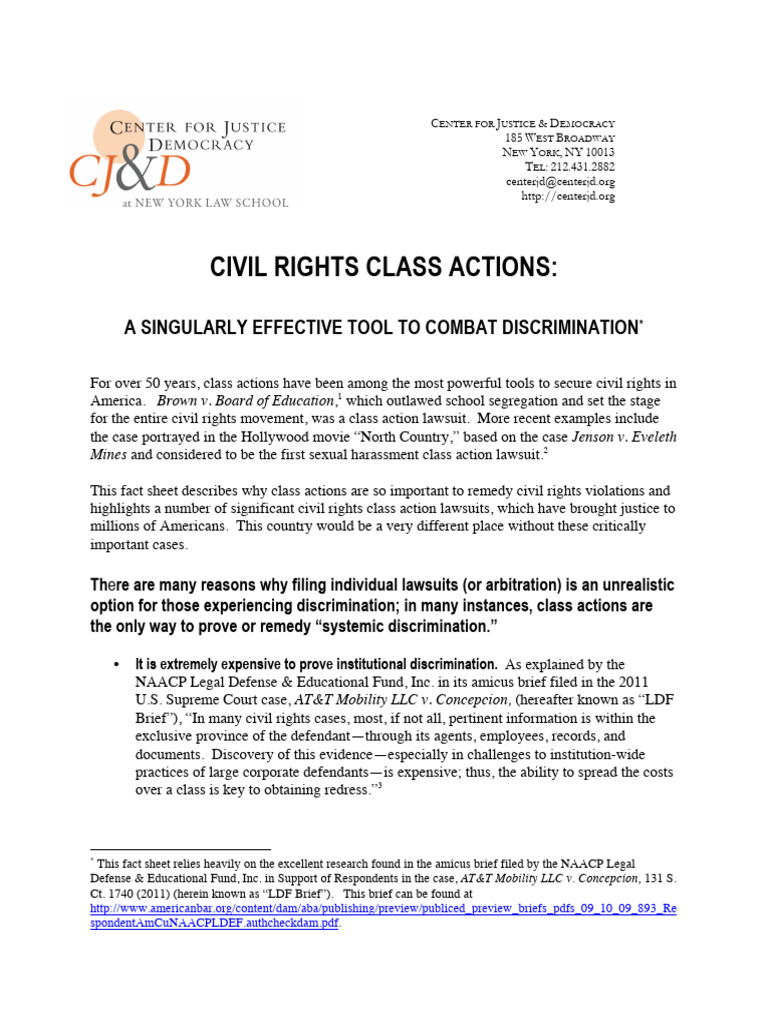 Civil Rights Class Actions Explained | PDF | Class Action | Civil ...