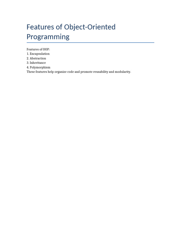8 Features of Object-Oriented Programming | PDF