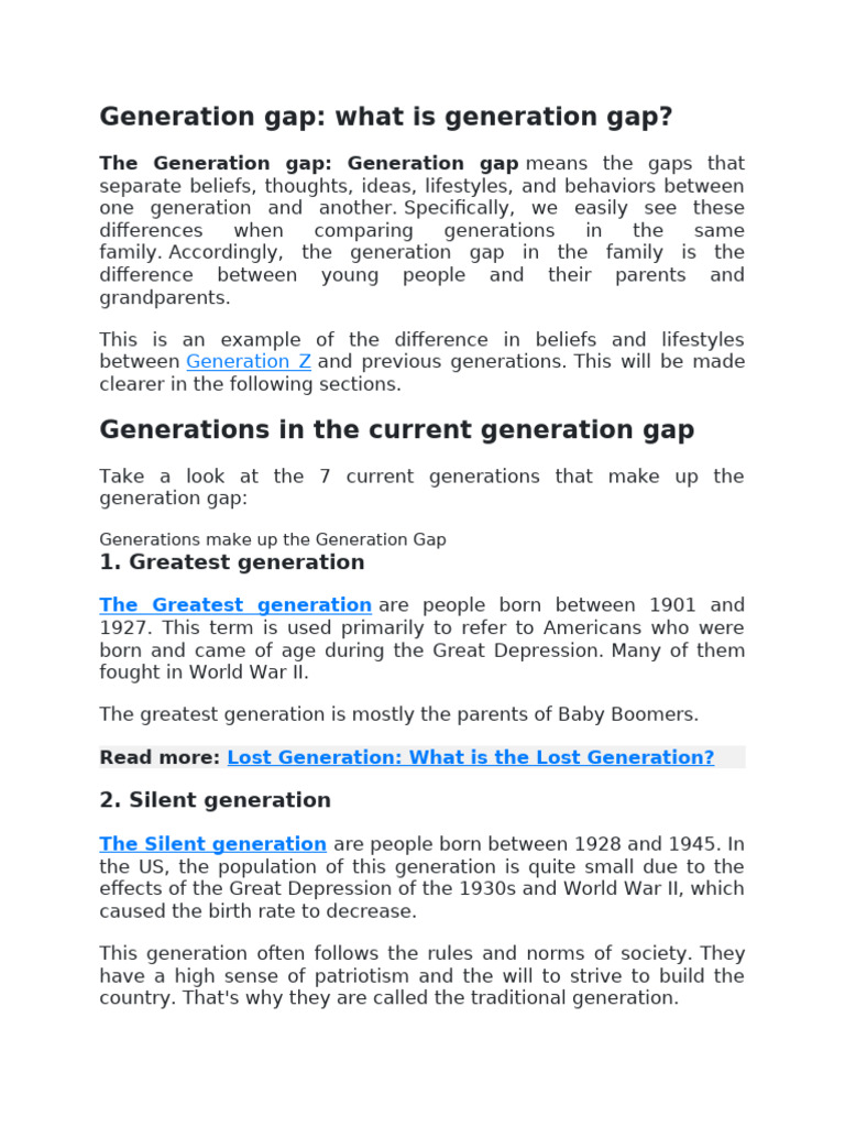 Understanding the Generation Gap | PDF | Millennials | Liberal Arts ...