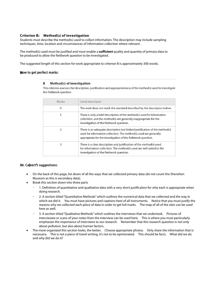 Helpsheet Criterion B | PDF