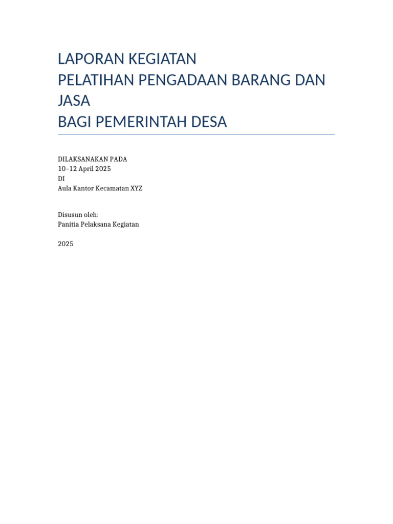 Laporan Pelatihan Pengadaan Barang Dan Jasa 2025 | PDF
