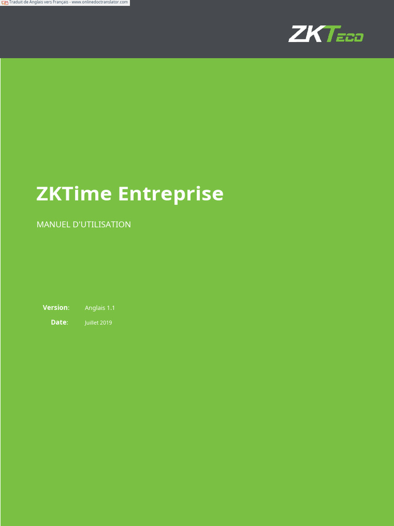 Manuel d'utilisation ZKTime Entreprise | PDF | Microsoft Windows | MySQL