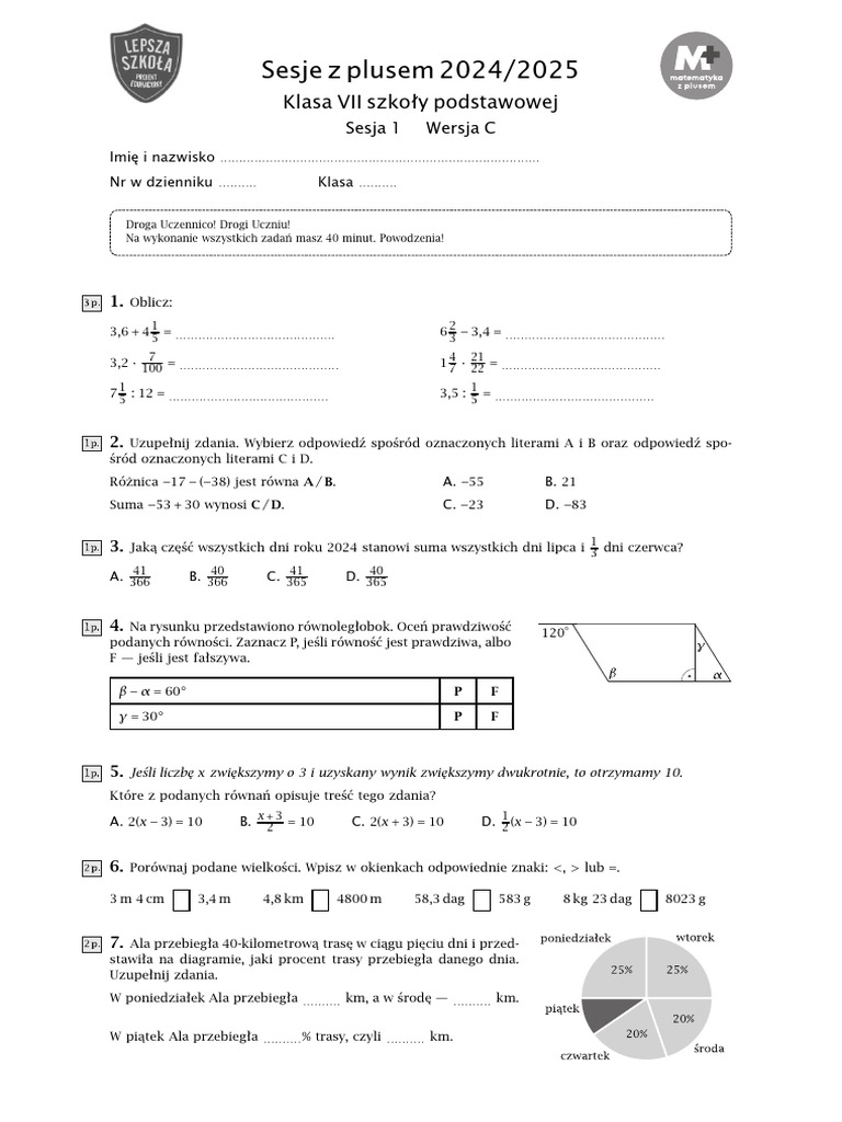 7c Klasowka-Wersja-C | PDF