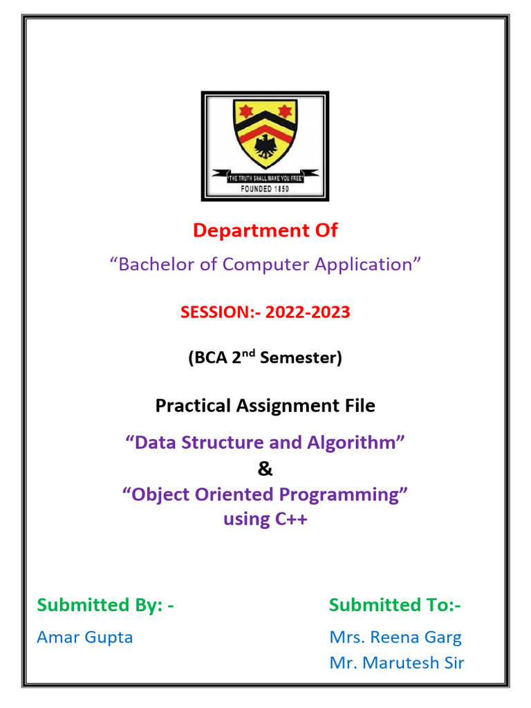 BCA 2nd Sem Practical Assignment: C++ | PDF