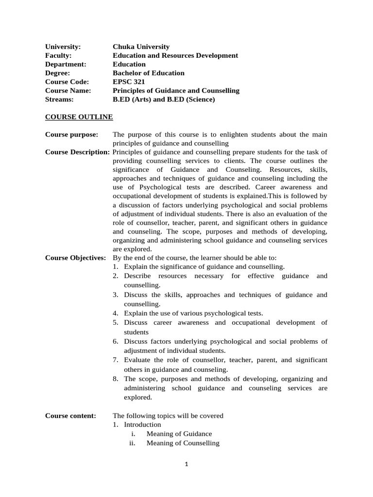 Principles of Guidance and Counselling | PDF | Psychological Testing ...