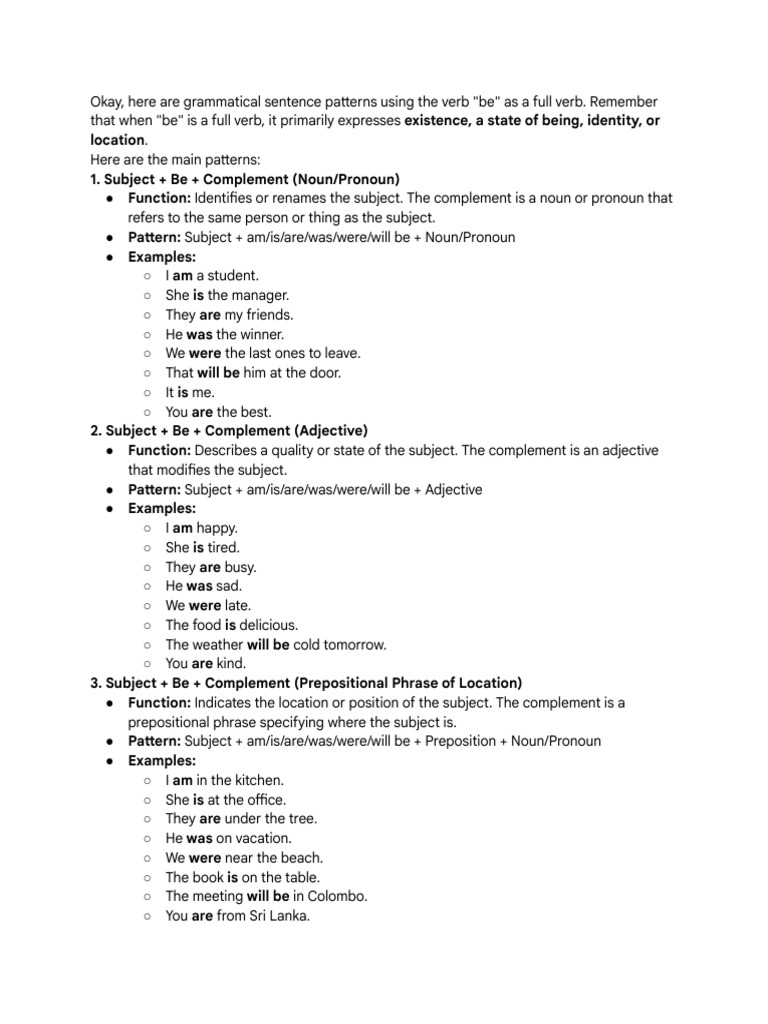 Be Verb Form | PDF | Verb | Subject (Grammar)