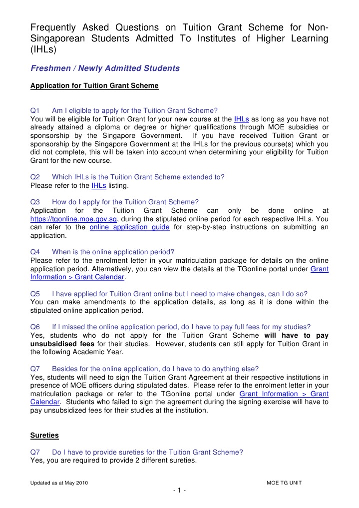 Frequently Asked Questions On Tuition Grant Scheme For Non 