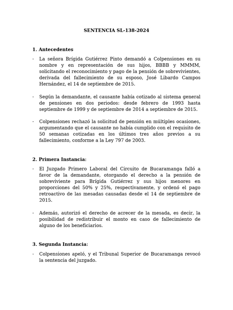 Sentencia SL 138 - 2024 | PDF | Pensión | Calendario
