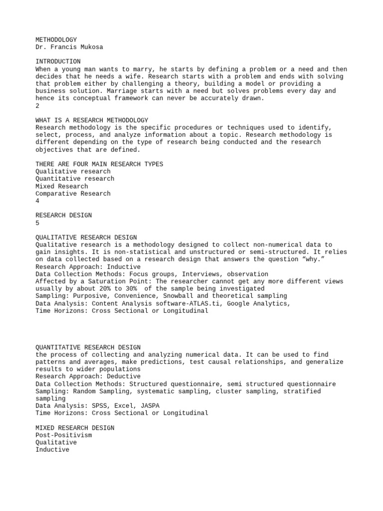Research Methodology and Sampling Techniques | PDF | Sampling ...
