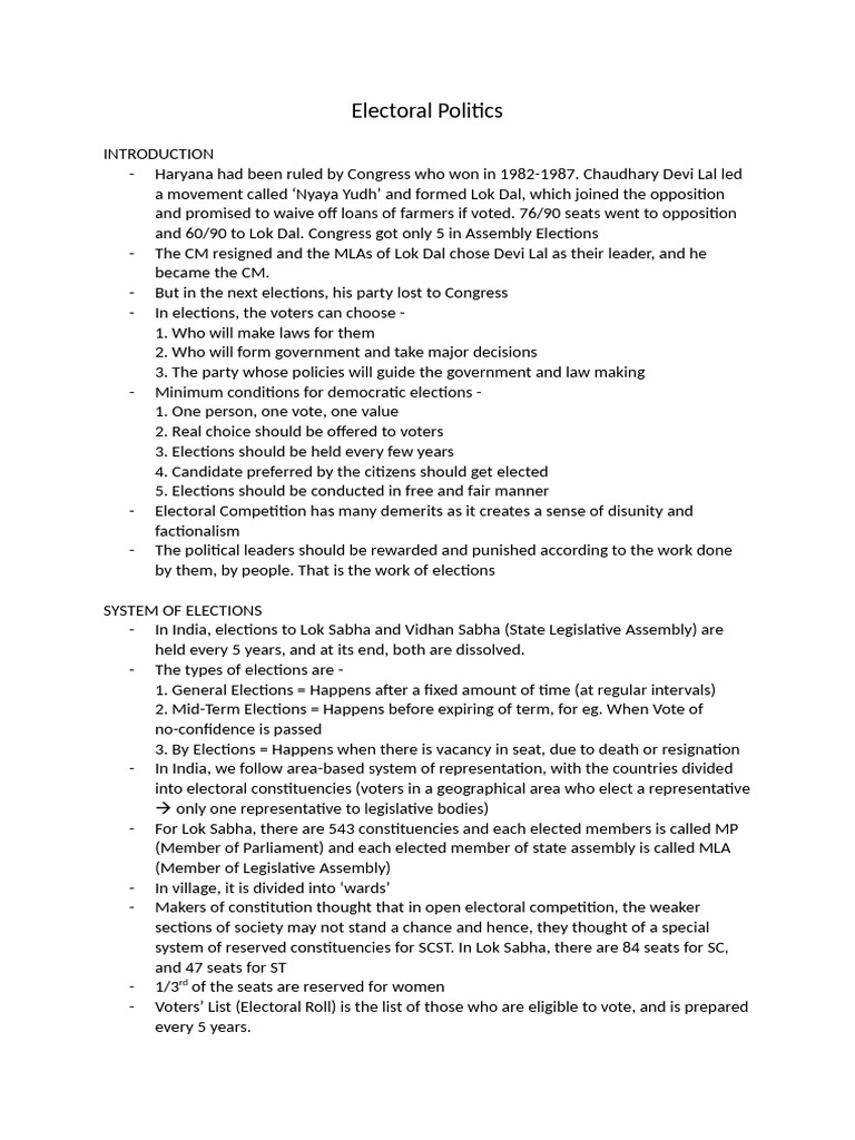 Understanding Electoral Politics in India | PDF | Elections | Voting