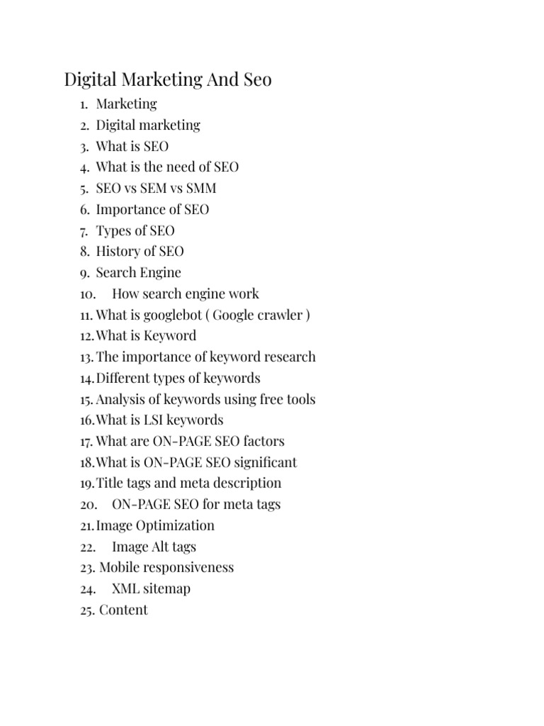 Digital Marketing and FINAL LIST | PDF | Search Engine Optimization ...
