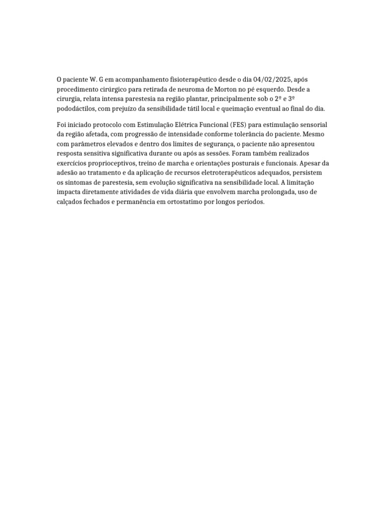 Fisioterapia Pós-Cirúrgica: Neuroma de Morton | PDF
